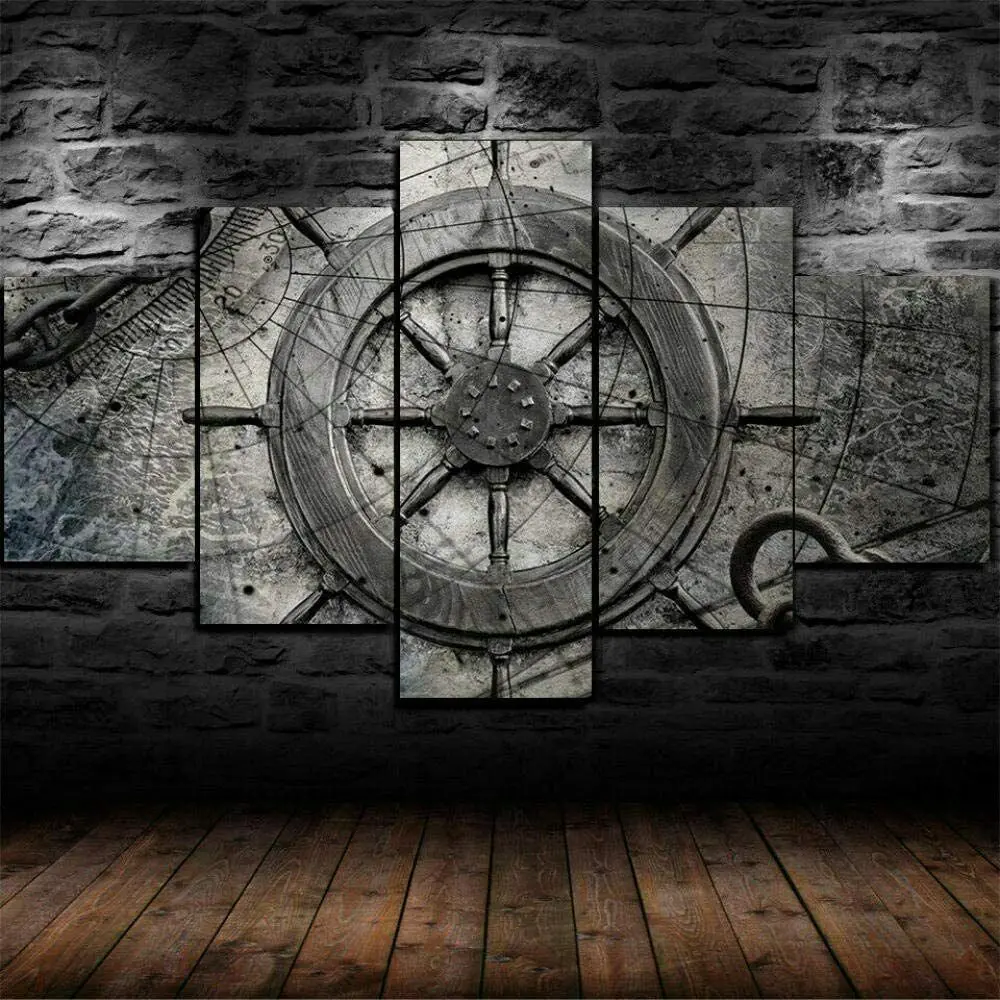 

Винтажный морской корабль колесо холст настенный художественный плакат домашний декор картины без рамки 5 штук Декор для комнаты картины