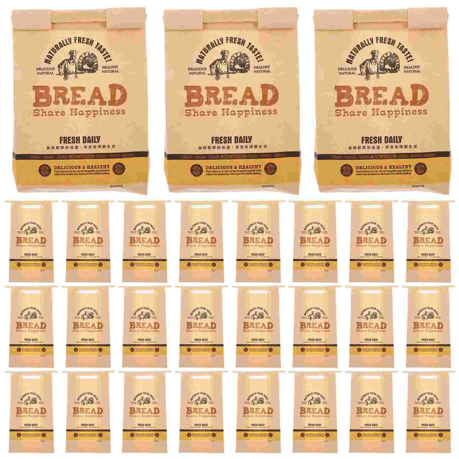 

50pcs Baking Bread Paper Bags Snack Sealing Bags Cookie Bags Oil-proof Paper Bags