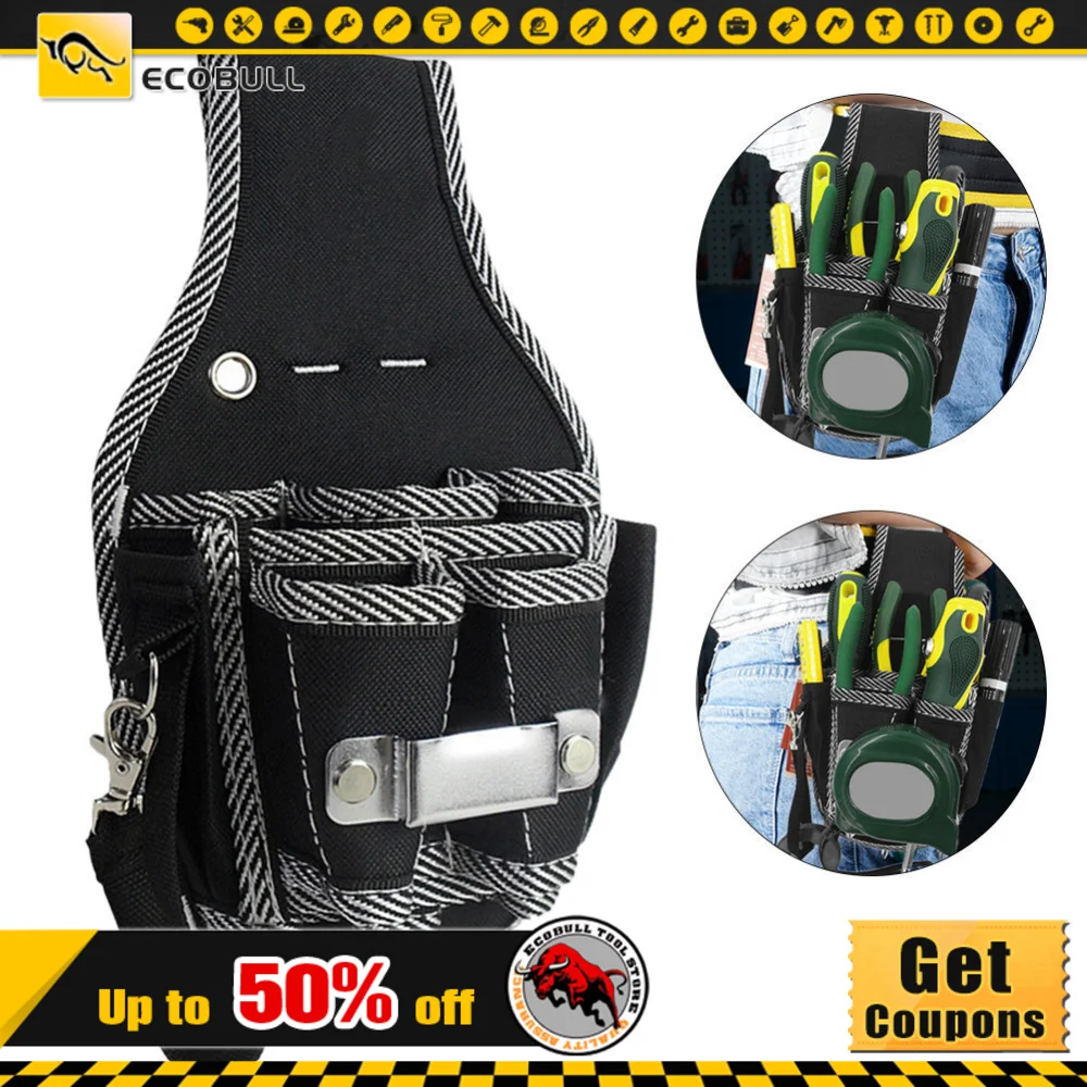 

MPT Quality 600D Nylon Fabric 9 In 1 Tool Bag Screwdriver Holder Electrician Kit Pouch Waist Pocket Belt Bag Toolkit Tools