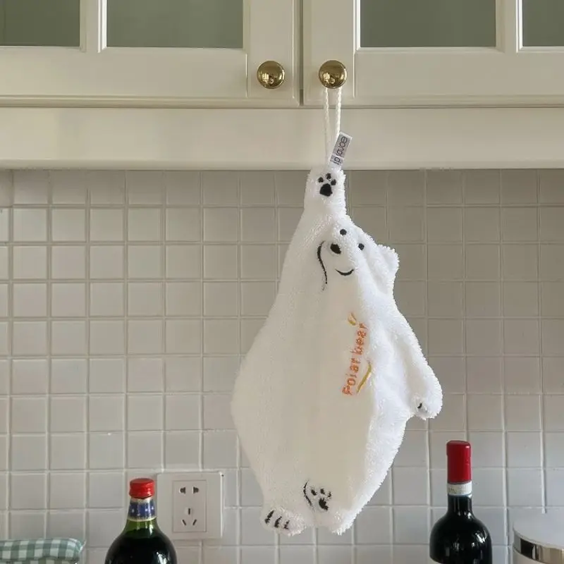 

Polar Bear Hand Wipe Hanging Towel Hanging Hand Wash Towel Baby Cute Coral Towel Kitchen Absorbent Thickened Wipe