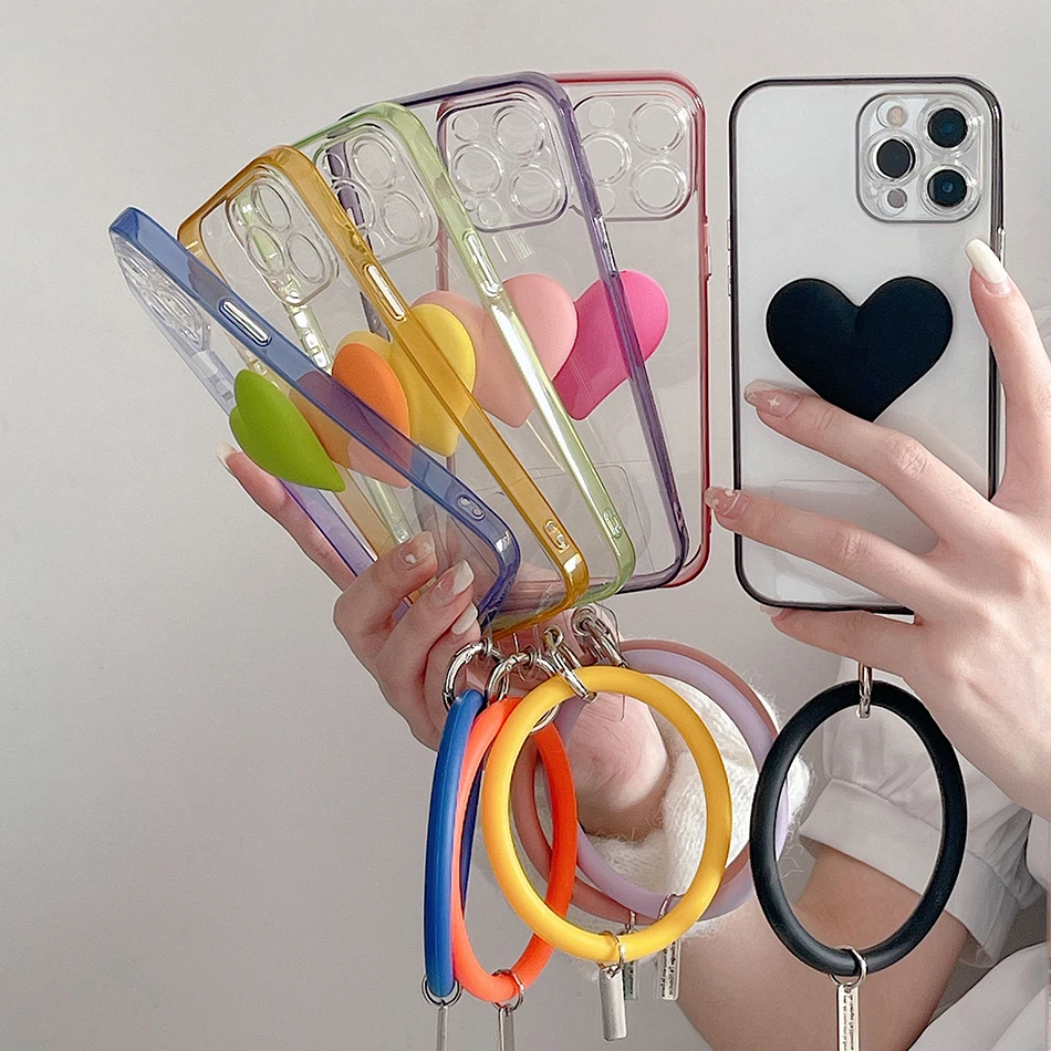 

Чехол для телефона с браслетом Love для iPhone 13 Pro Max, прозрачный мягкий чехол из ТПУ для iPhone 11, 12 Pro Max, X, XR, XS Max