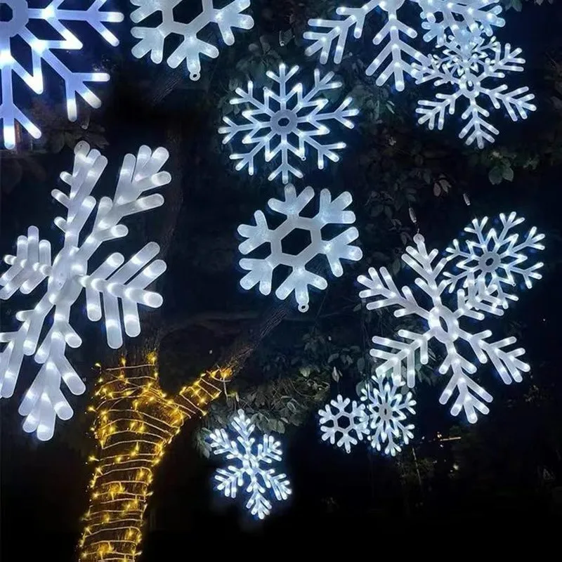 

30CM Large Snowflake String Light Outdoor Snowflake Led Hanging Lamp Backyard Patio Christmas Tree Wedding Decor Fairy Garland