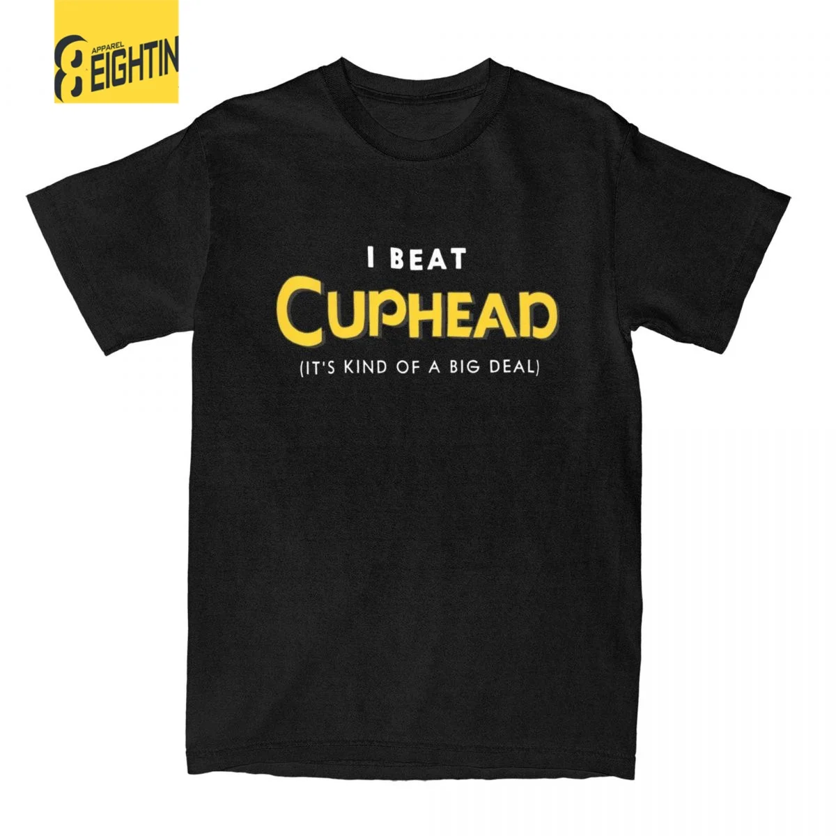

Men's I Beat Cuphead T Shirt Mugman Devil Games Cotton Tops Vintage Short Sleeve Crewneck Tees Original T-Shirt