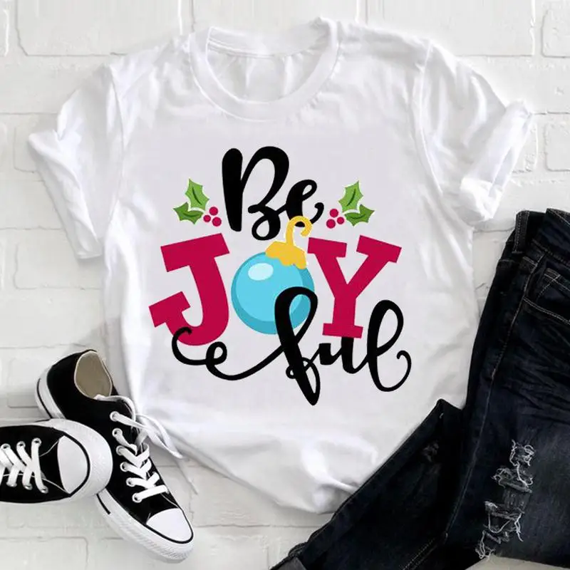 

Новинка, Милая футболка с надписью "Merry Christmas", Модный женский праздничный Топ для отпуска, красивая футболка с мультяшным принтом, футболка с...