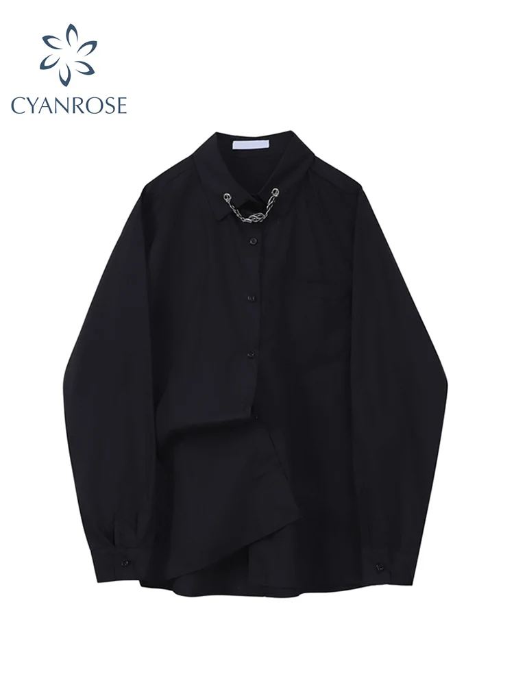 Женская блузка с длинным рукавом Свободная Повседневная Блузка в готическом