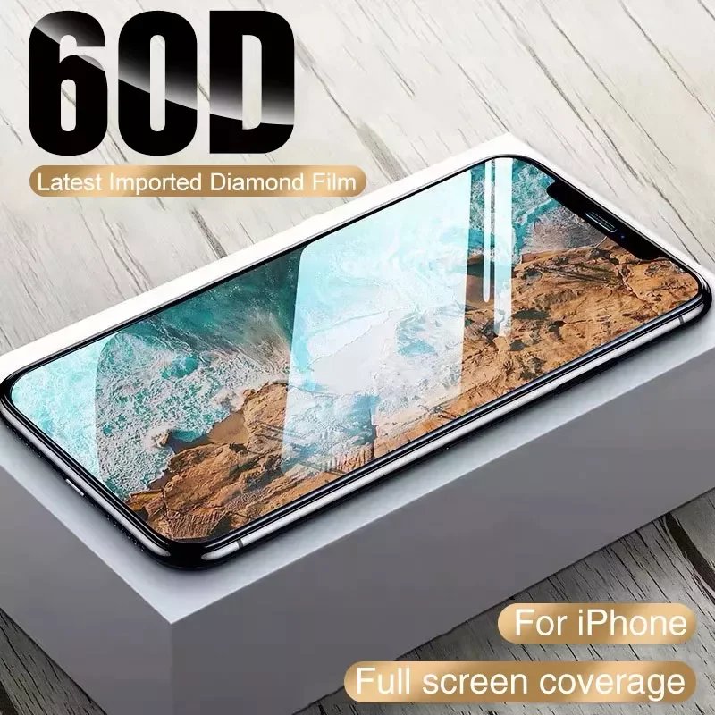 

60D Full Cover Tempered Glass On For iPhone 11 12 13 Pro Max Mini X XR XS Max Screen Protector For iPhone 6 6s 7 8 Plus Glass