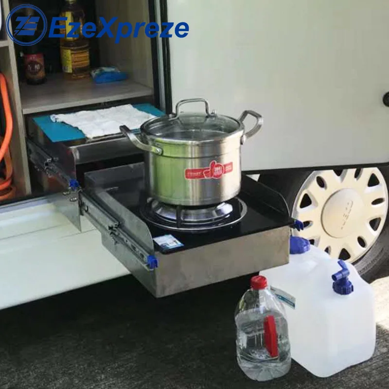 

RV Caravan Boat Camper Outdoor Stainless Steel Mini 1 Burner Pull Type Gas Stove Cook Kitchen Accessories
