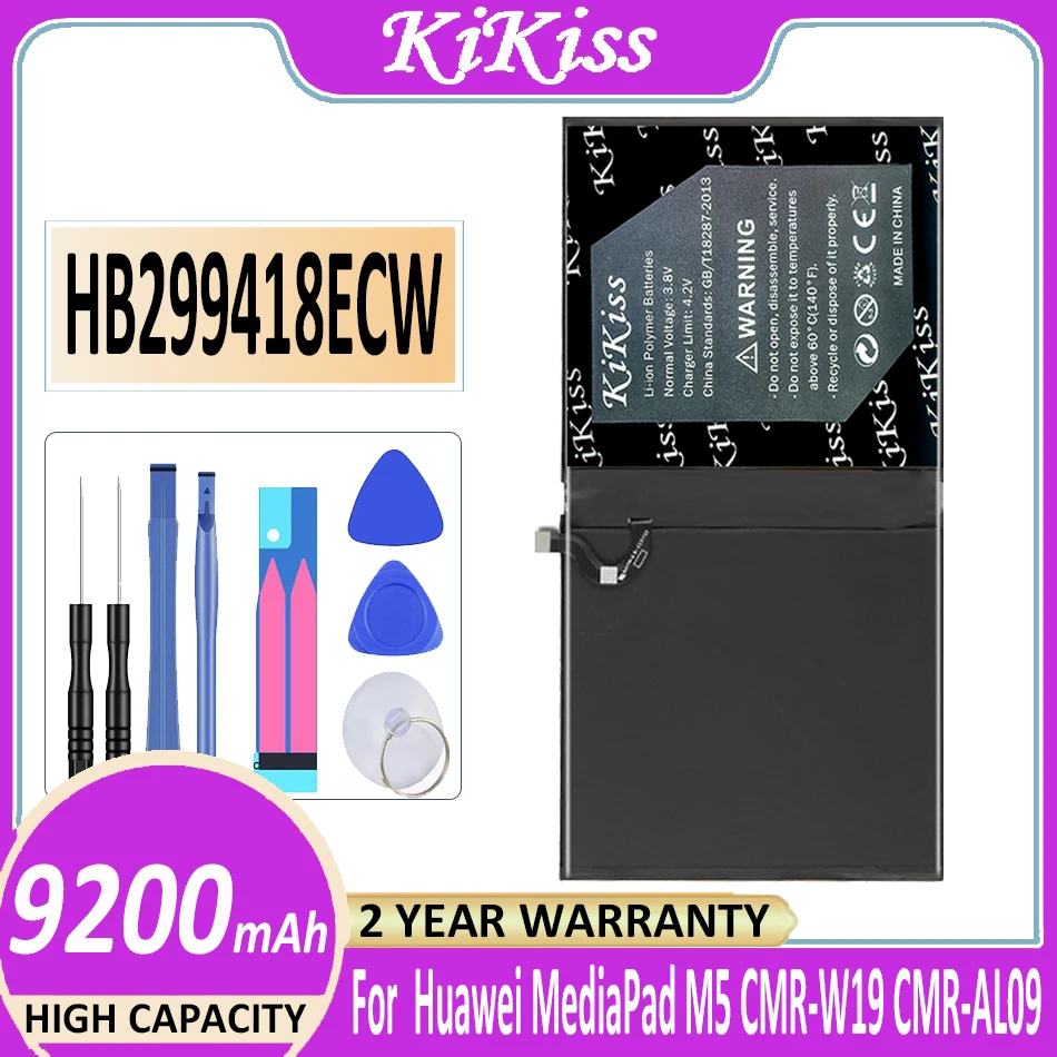 

KiKiss Replacement 9200mAh Battery HB299418ECW For Huawei MediaPad M5 CMR-W19 CMR-AL09 BAH2-L09 Genuine Phone Powerful Battery