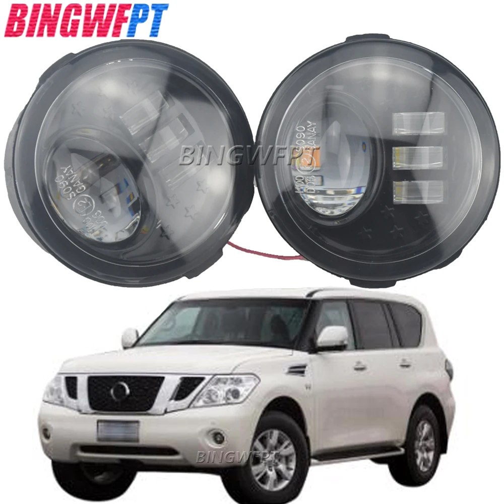

2X NEW Fog Light + Daytime Running Light Car Front Bumper LED Fog Lamp For Nissan Patrol 3 III Y62 2010 2011 2012 2013 2014 2015
