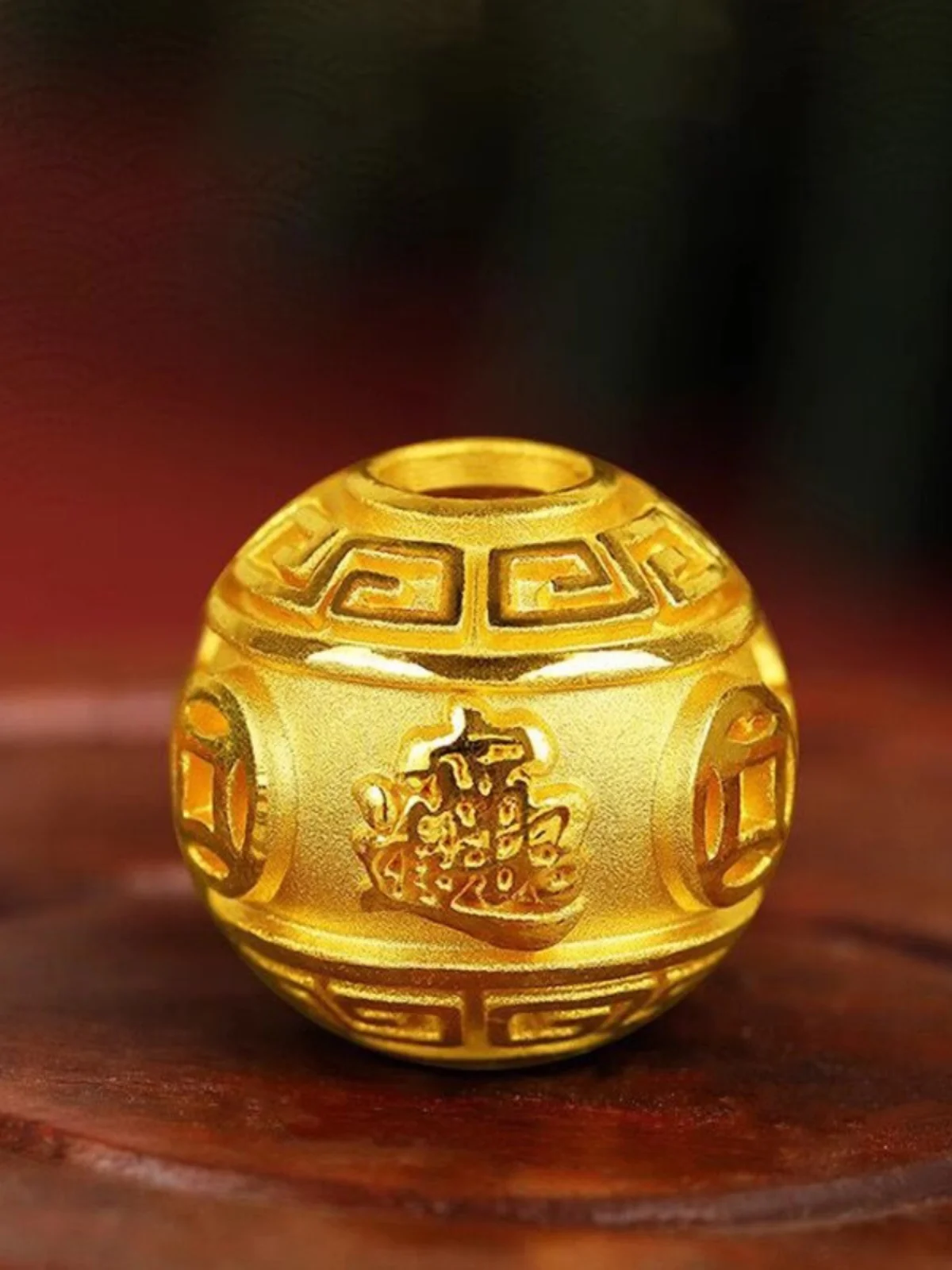 Древний золотой браслет Lucky Jinbao с круглыми бусинами-разделителями бусинами