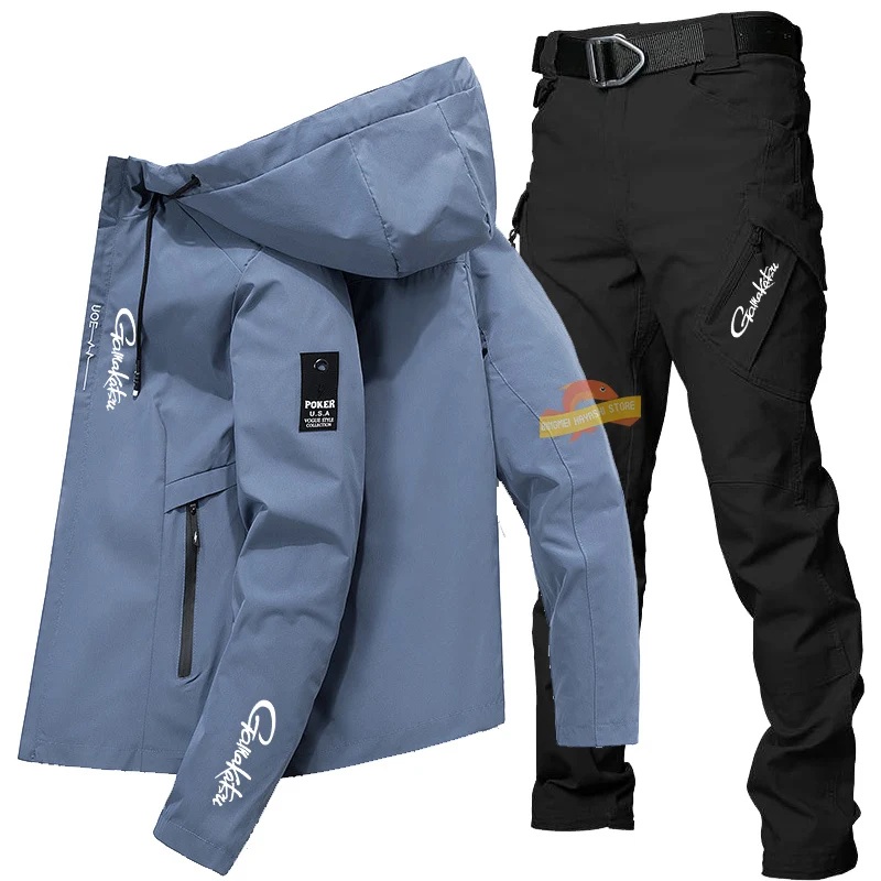 

High Quality Men's Fishing Suits Casual Jacket Tactical Pants Spring Summer Outdoor Sports Waterproof Clothes Hiking Windbreaker