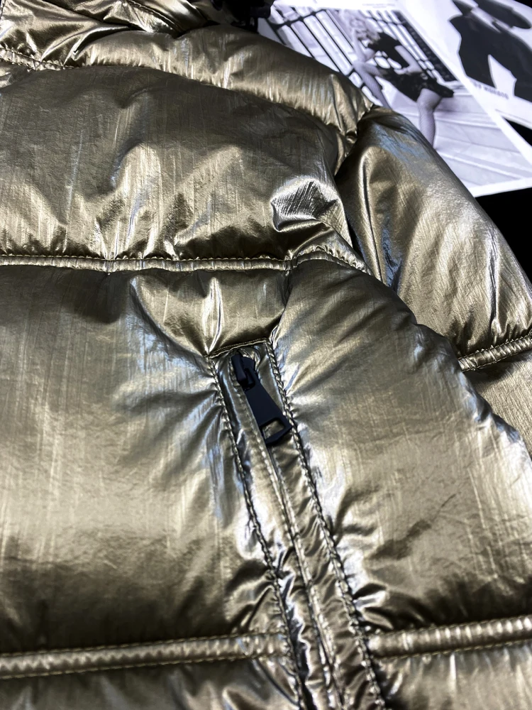 [YOZOU] зимняя теплая Роскошная блестящая короткая пуховая куртка цвета хаки с