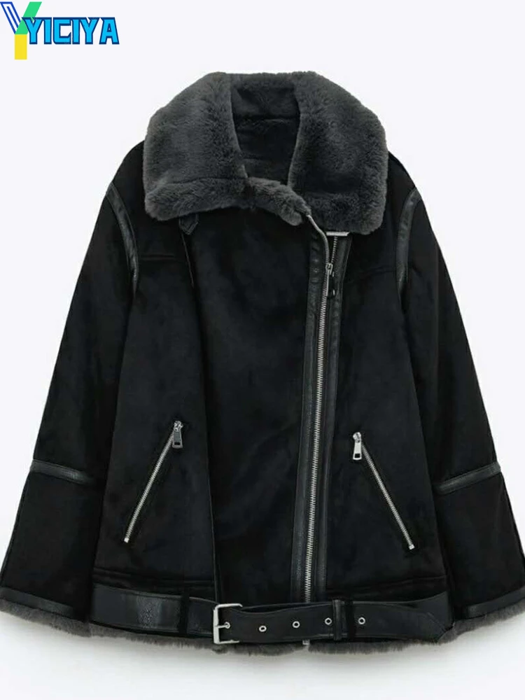 YICIYA Autumn And Winter Jackets 2023 Woman Thickened Double-sided Lamb Velvet Fur Coats Deerskin Jacket Cotton Female Clothing