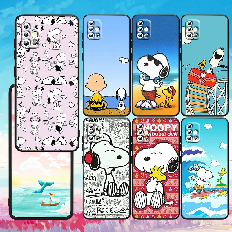 

Cute Cartoon Snoopy Dog For Samsung A23 A50 A30 A73 A71 A53 A52 A51 A33 A32 A22 A03S A03 A02S A31 5G Black Soft Phone Case
