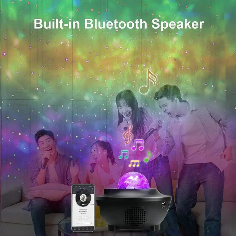 

LED Starry Sky Night Light Room Decor Star Galaxy Projector Built-in -Speaker For Home Decoration Child Gift