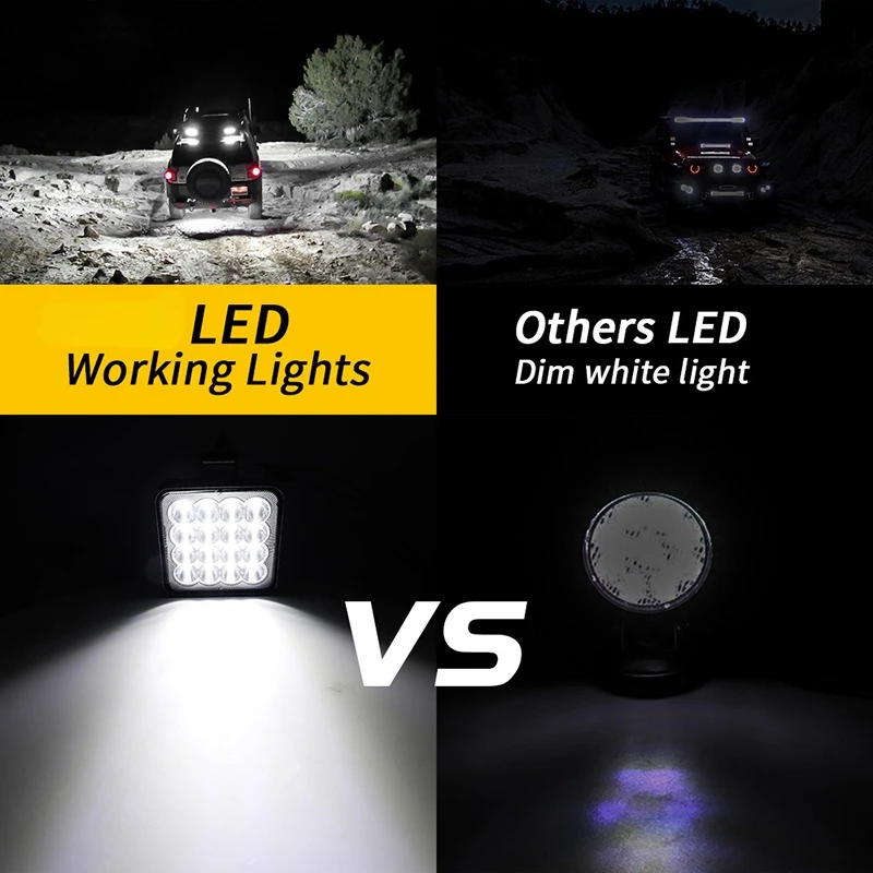 16LED 48W Автомобильные LED Фары Дополнительные Фары Новые Мини Квадратные Подходят для Грузовика Внедорожника Трактора Лодки Световая Планка