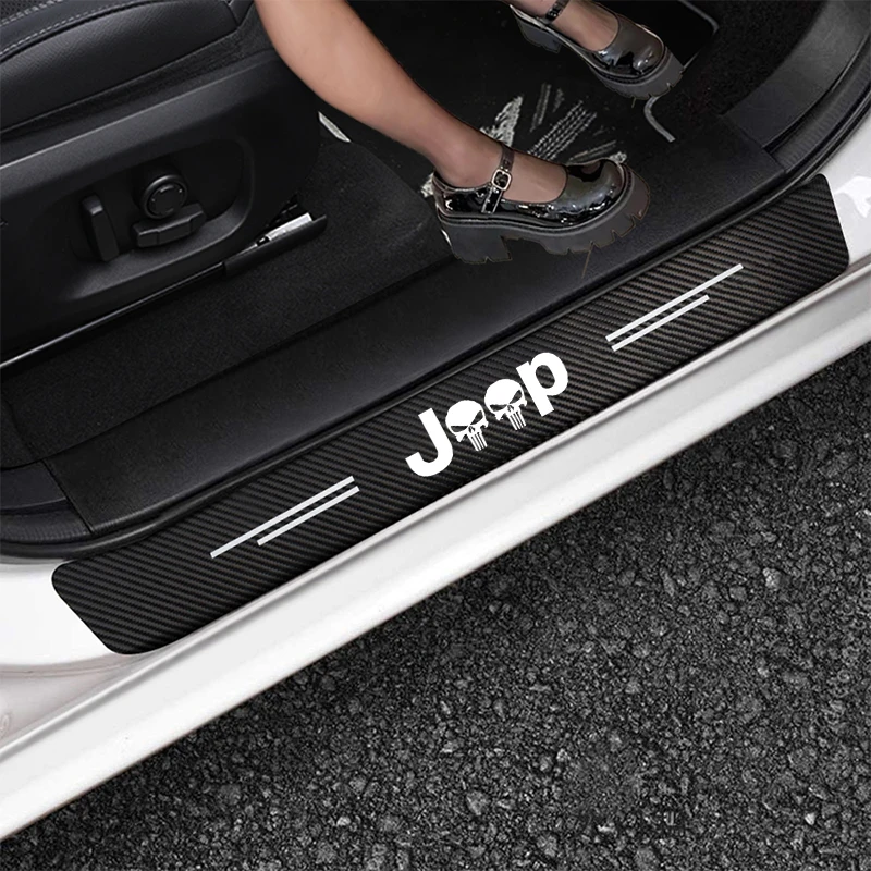 

4 Pcs Car Door Sill Scratch Protection Trim Scratch Scratch Sticker For Jeep wrangler Renegade ComPcss Patriot Car Accessories