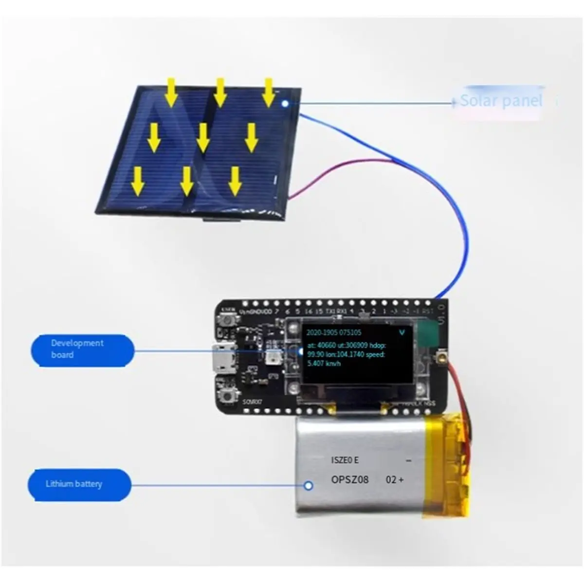 Фото Модуль LoRa GPS (A96Z) LoRaWAN -AB02S, плата разработки 868 МГц/915 МГц с OLED-дисплеем 0,96 дюйма для IoT №1
