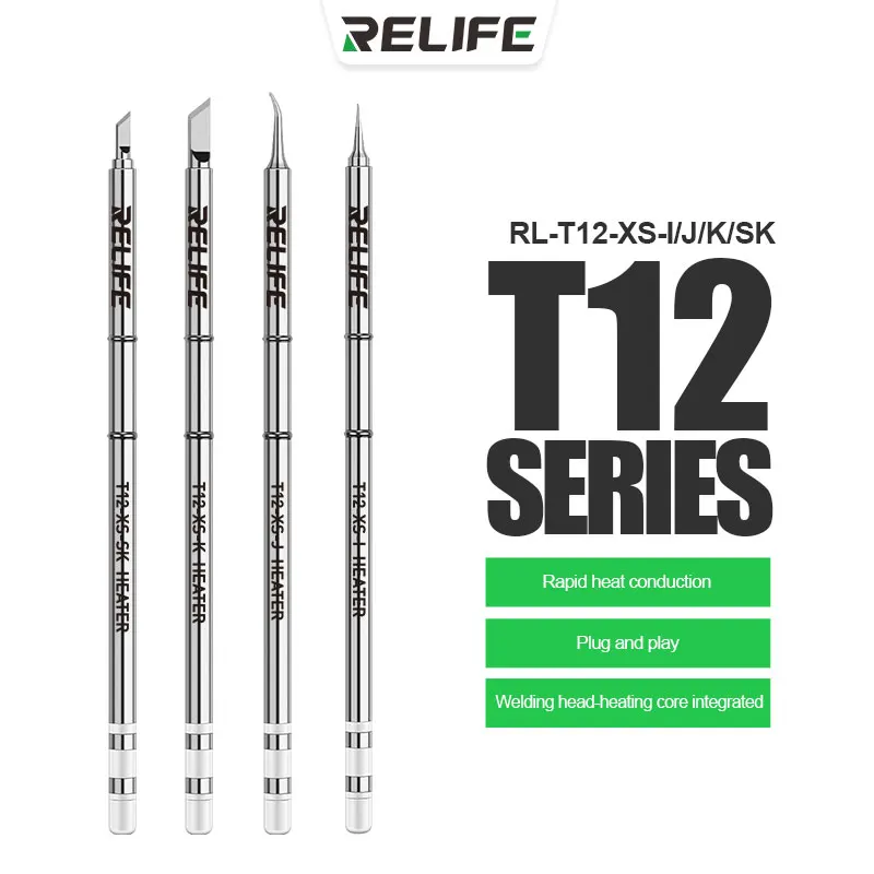 Фото RELIFE RL-T12-XS-1/J/K/SK T12 Серия сварочных головок Сварочная головка Нагревательный сердечник Встроенные многослойные жала для пайки с покрытием №2