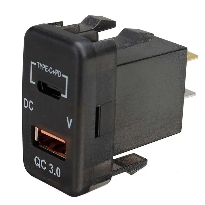 Фото 2X автомобильный быстрый адаптер QC3.0 с двумя USB-портами и вольтметром для Toyota Land Cruiser Hilux Prado FJ №1