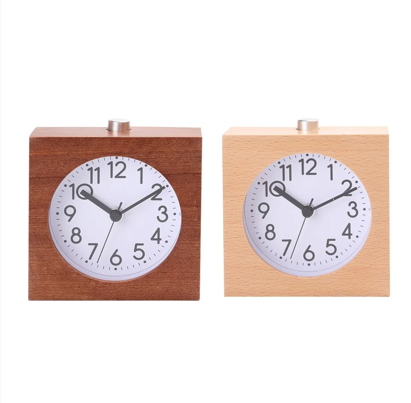 

M17D Lazy Square Wooden Clock Night Light Time Management Beech Wood Alarm Clock Timer Reminder for Friend Birthday