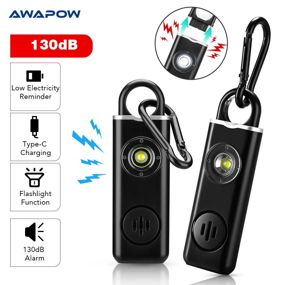 Сигнализация личной защиты Awapow, 130 дБ, со светодиодный светильник кой
