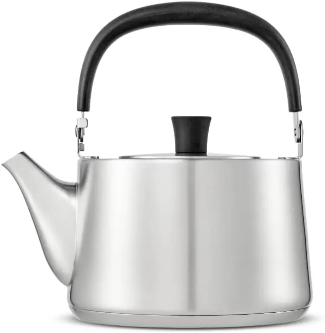

Steel Tea Kettle Mini Stovetop 1.5L, Folding Silicone Ergonomic Handle, Easy to Clean, Small Teapot, Water boiler for Tea, Coffe