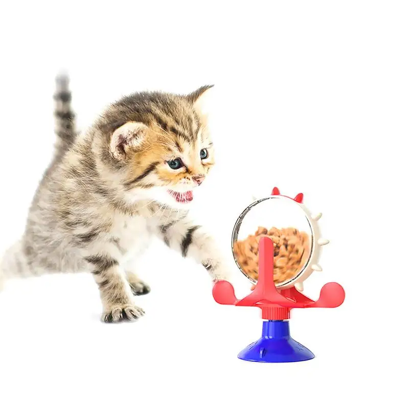 

Pet Cat Leaking Toys Food Dispenser Toys With 360 Rotatable Wheel Funny Pet Slow Feeder Toy With Strong Suction Cup