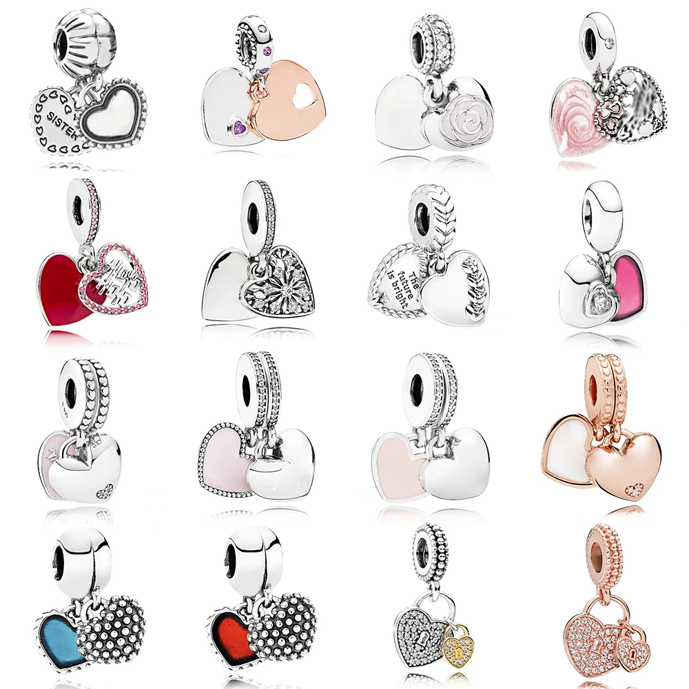 

Pam S925 Sterling Silver Pink Friend Festive Love Four-leaf Clover Fashion Style Hanging Piece DIY