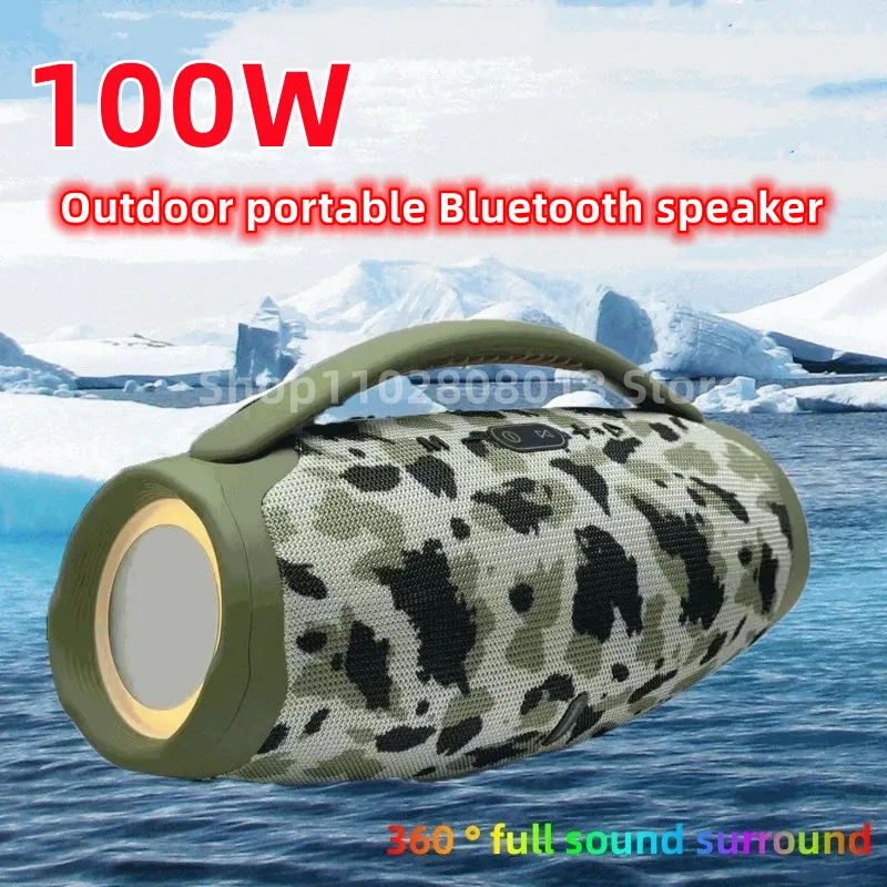 Portable Waterproof 100W High Power Bluetooth Speaker RGB Colorful Light Wireless Subwoofer 360 Stereo Surround TWS  Boom Box