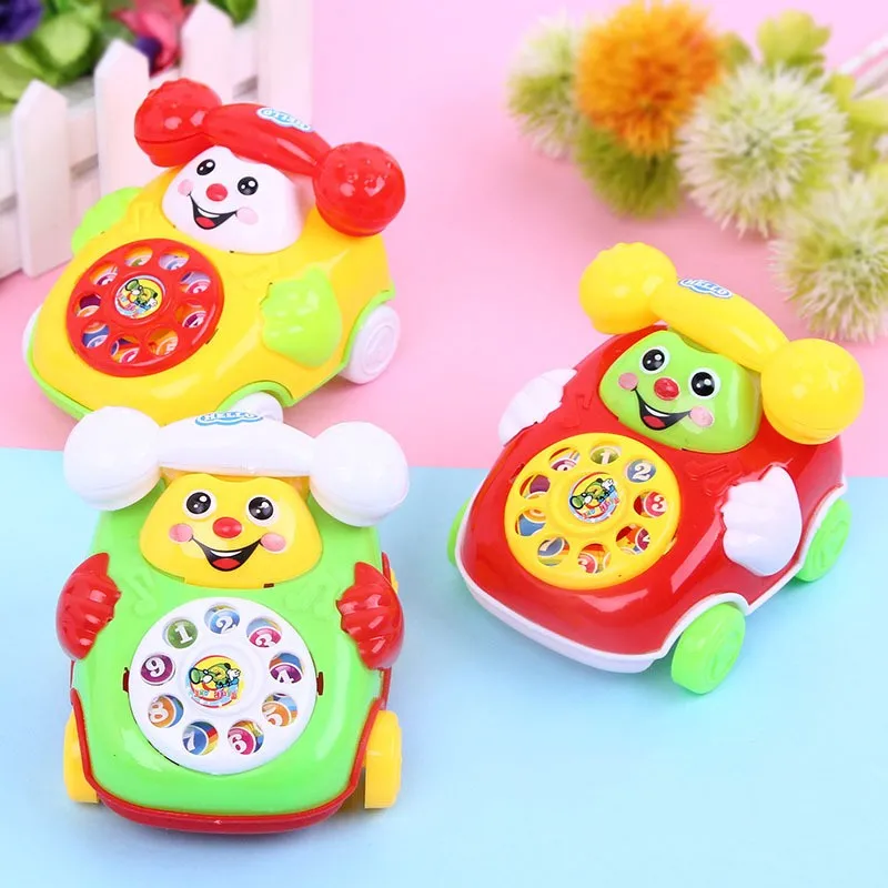 

Children's Simulation Phone Toys Clockwork Baby Cartoon Pull Line Phone Gift Develop Intelligence Education Wind Up Toys For Kid