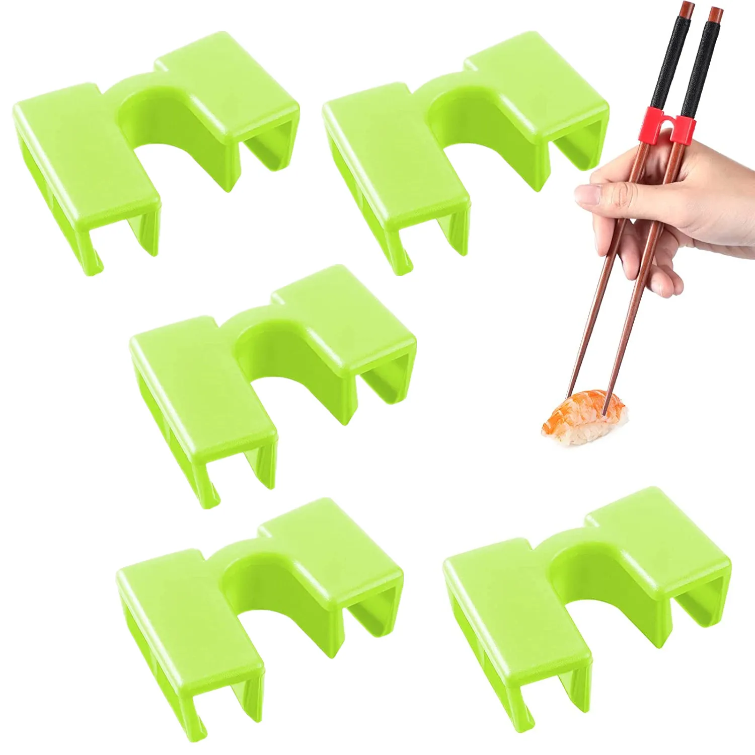 

5PCS Reusable Green Chopstick Helpers Training Chinese Chopsticks Trainer Holder for Adouts Beginner Trainers or Learner