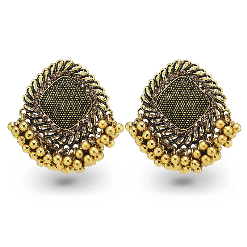 

Этнические золотые серебряные серьги в форме цветка, Турецкая бижутерия, винтажные богемные серьги с кисточками, богемные золотые сплав, ин...