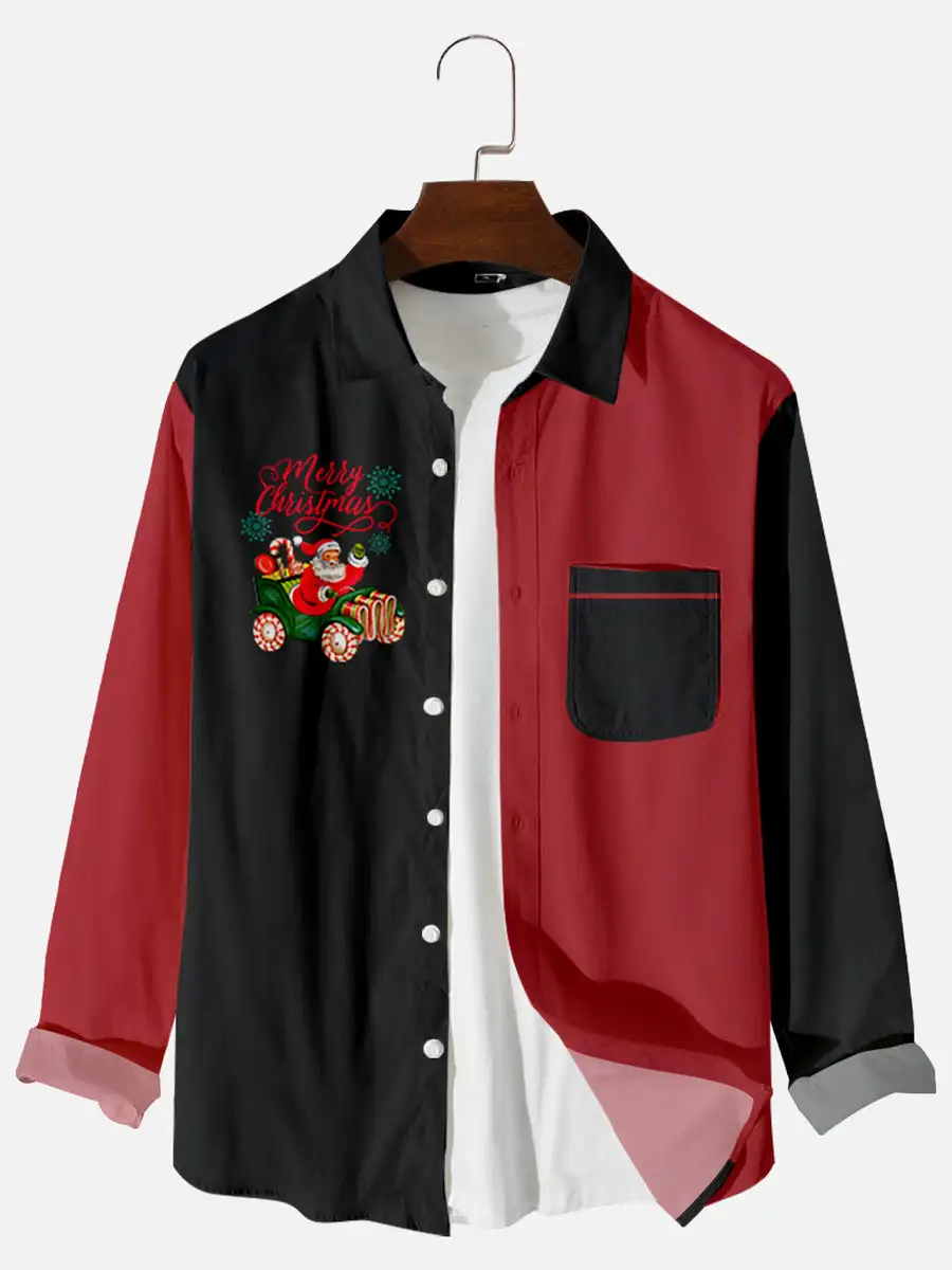 

Badassdude MEN'S CHRISTMAS CAT LONG SLEEVES SHIRT