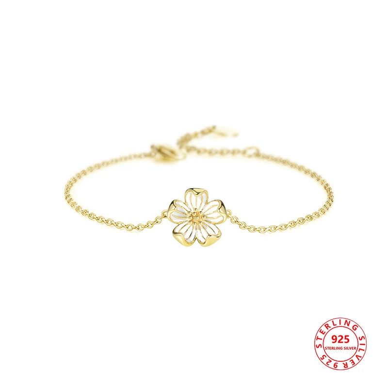 

Flower Bracelet Women's Accessories Chains 925 Sterling Silver Original Certified Luxury Designer Jewelry Free Shipping