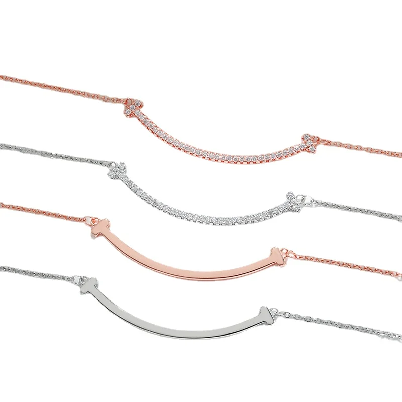 

Full diamond smiley face necklace for women with advanced designcurved simple smile girl mother grand mother necklace