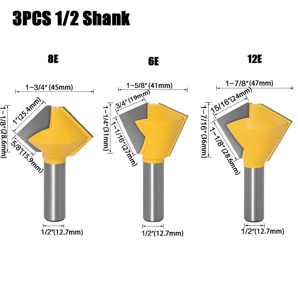 

1 шт. хвостовик 1/2 дюйма, хвостовик 12 мм, 8 мм, шестисторонний, 8-сторонний, 12-сторонний, 16-сторонний, многосторонний клей, фреза, насадка Se