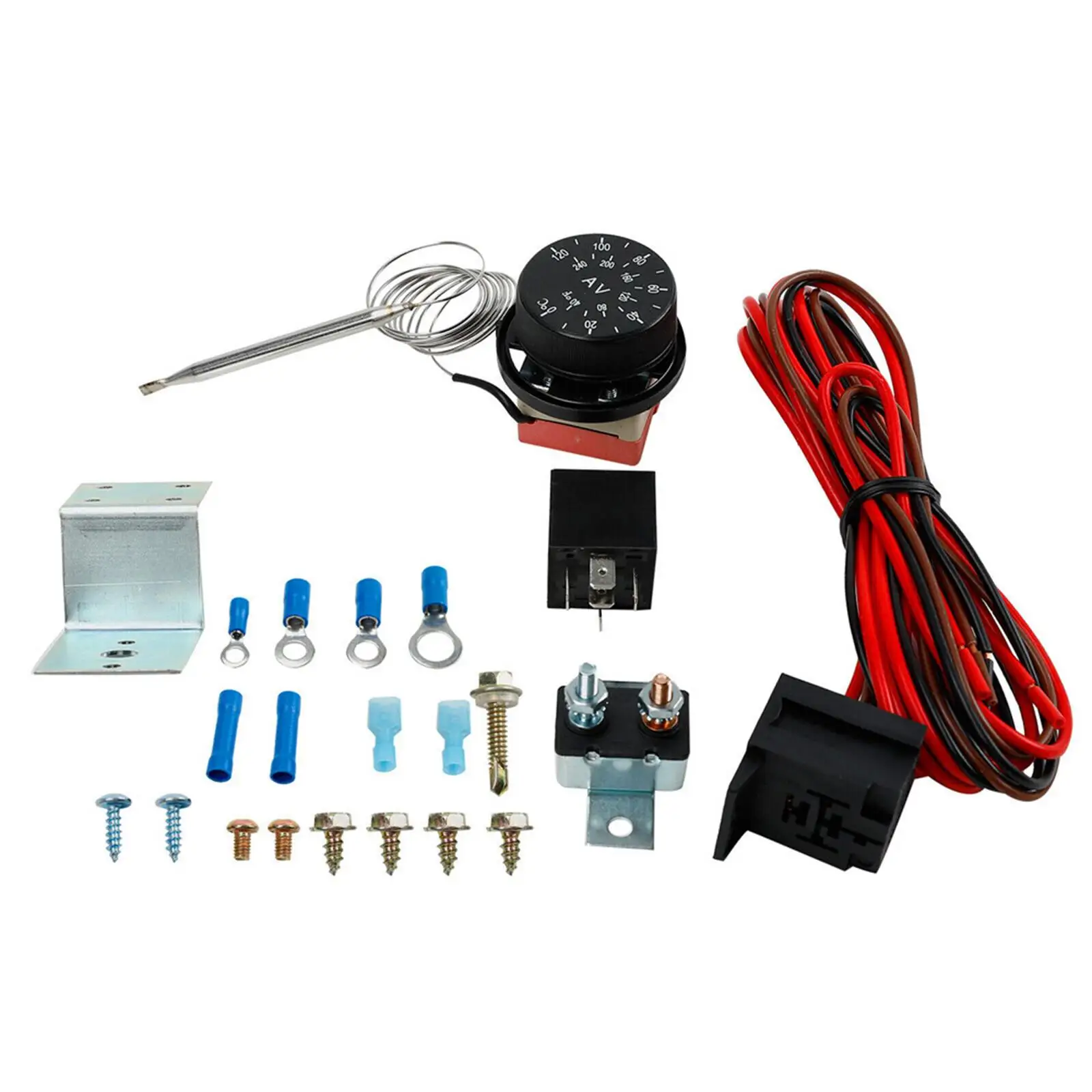 Electric 12V Adjustable Radiator Fan Thermostat Controller Relay Kit and