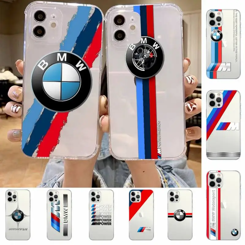 

Luxury BMW Sports Drift Car Phone Case For iPhone 14 13 12 11 Pro Max Mini X Xs XR 6 7 8 Plus SE 2020 Transparent Case