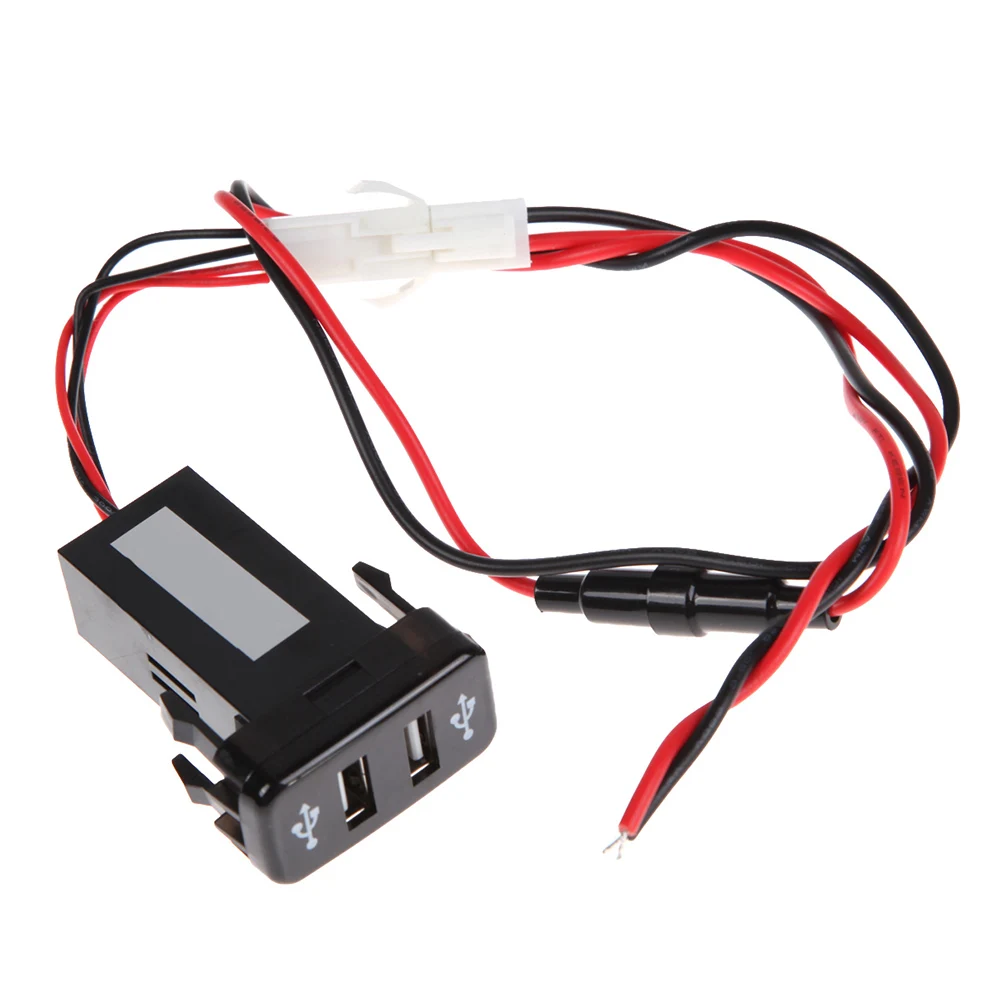 

2021 двойное зарядное устройство USB цифровой вольтметр автомобильный синий светодиодный 3100mA двойной USB адаптер питания для Toyota Vigo