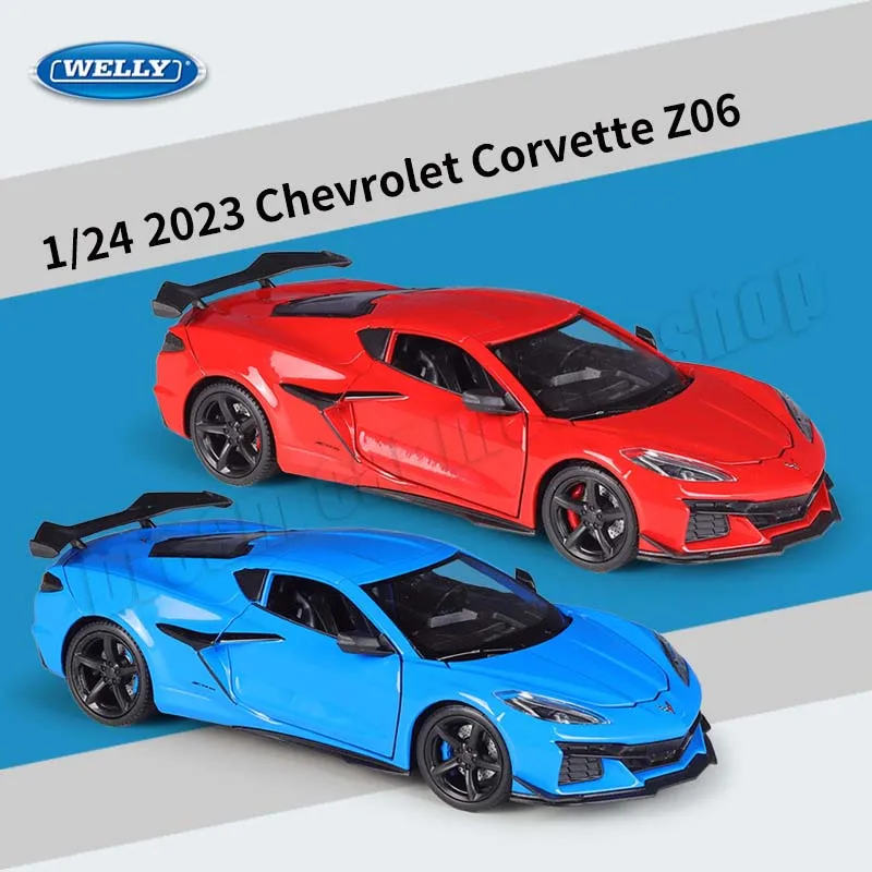 Модель автомобиля WELLY 1:24 2023 Chevrolet Corvette Z06 литой под давлением коллекционная