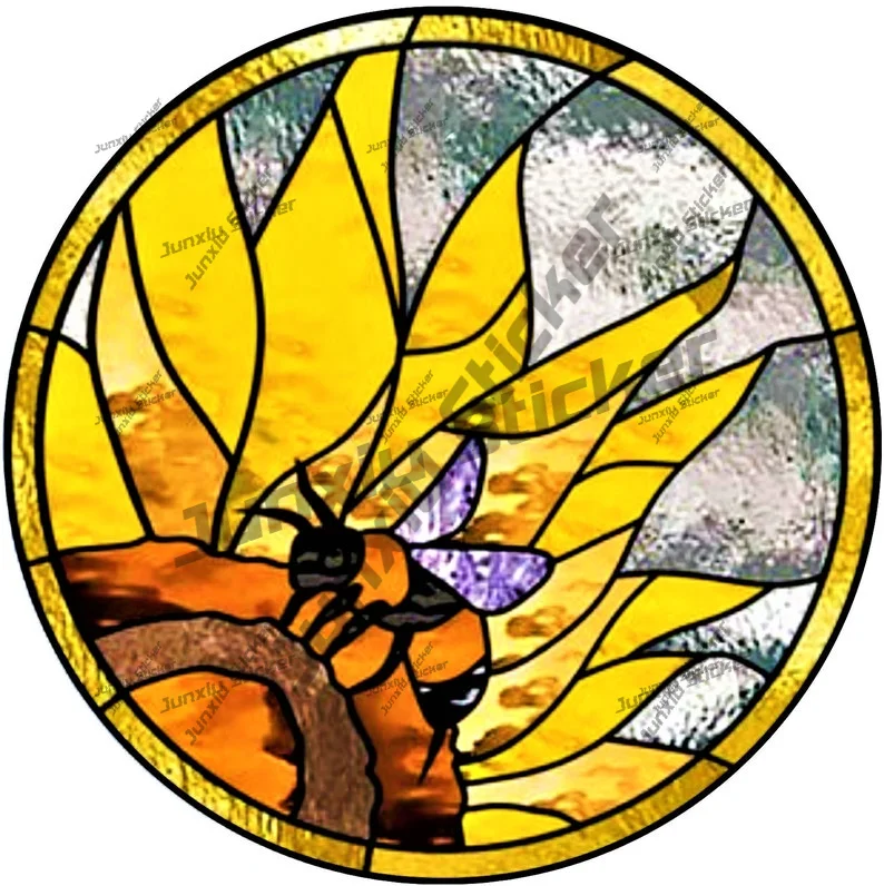 Искусственное витражное стекло пчела на подсолнухе виниловая Стандартная