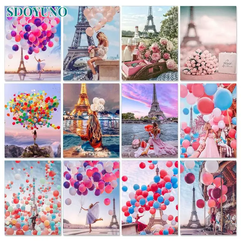 

GATYZTORY Diamond Painting Scenery Mosaic Balloon Full Square Round Embroidery Rhinestones Picture Handmade Wall Decor