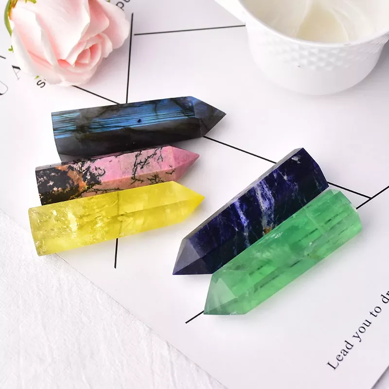 

1PC Natural Stones Crystal Point 36 Color Tower Amethyst Rose Quartz Healing Stone Energy Ore Mineral Obelisk Home Ornaments