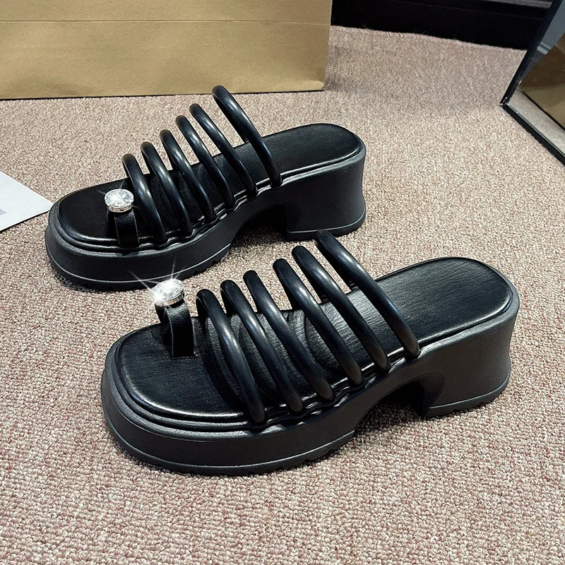 

2023 New Brand Women Flip Flops Fashion High Weadge Heel Ladies Slipper Summer Outdoor Casual Dress Pumps Sandal Slides