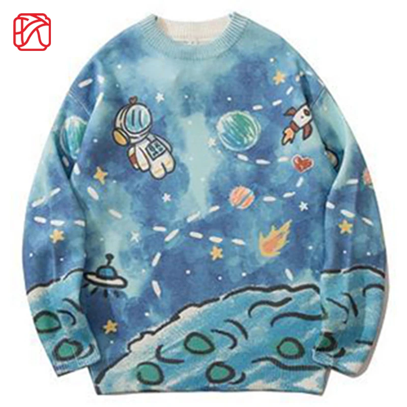 

New Men Sweater Starry Sky Harajuku Knitted Sweater Japanese Couples Hip Hop Streetwear O Neck Autumn Fashion Loose Pullover Top