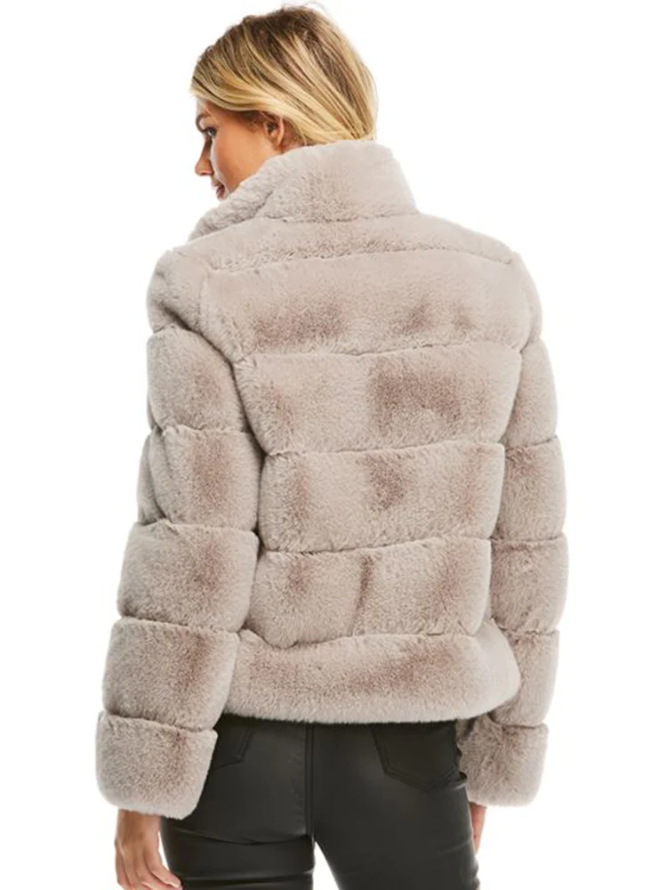 Winter New Women Faux Fur Jacket Coat 2022 Female Fashion Elegant Fluffy Thick Warm Artificial Fox Fur Jacket
