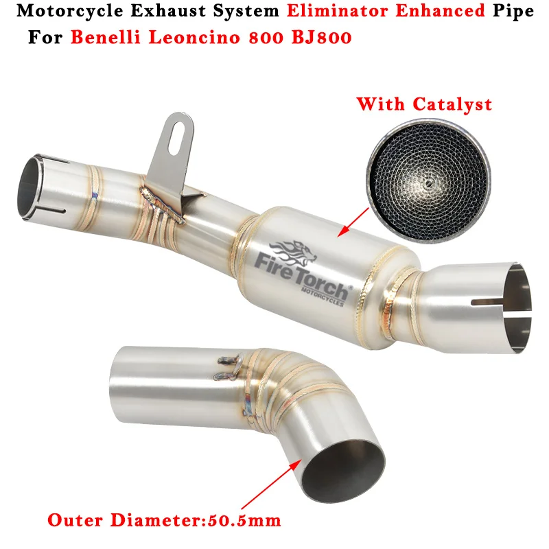 

For Benelli Leoncino 800 BJ800 Motorcycle Exhaust Escape Modified Muffler 51mm Eliminator Enhanced Pipe Link Pipe With Catalyst