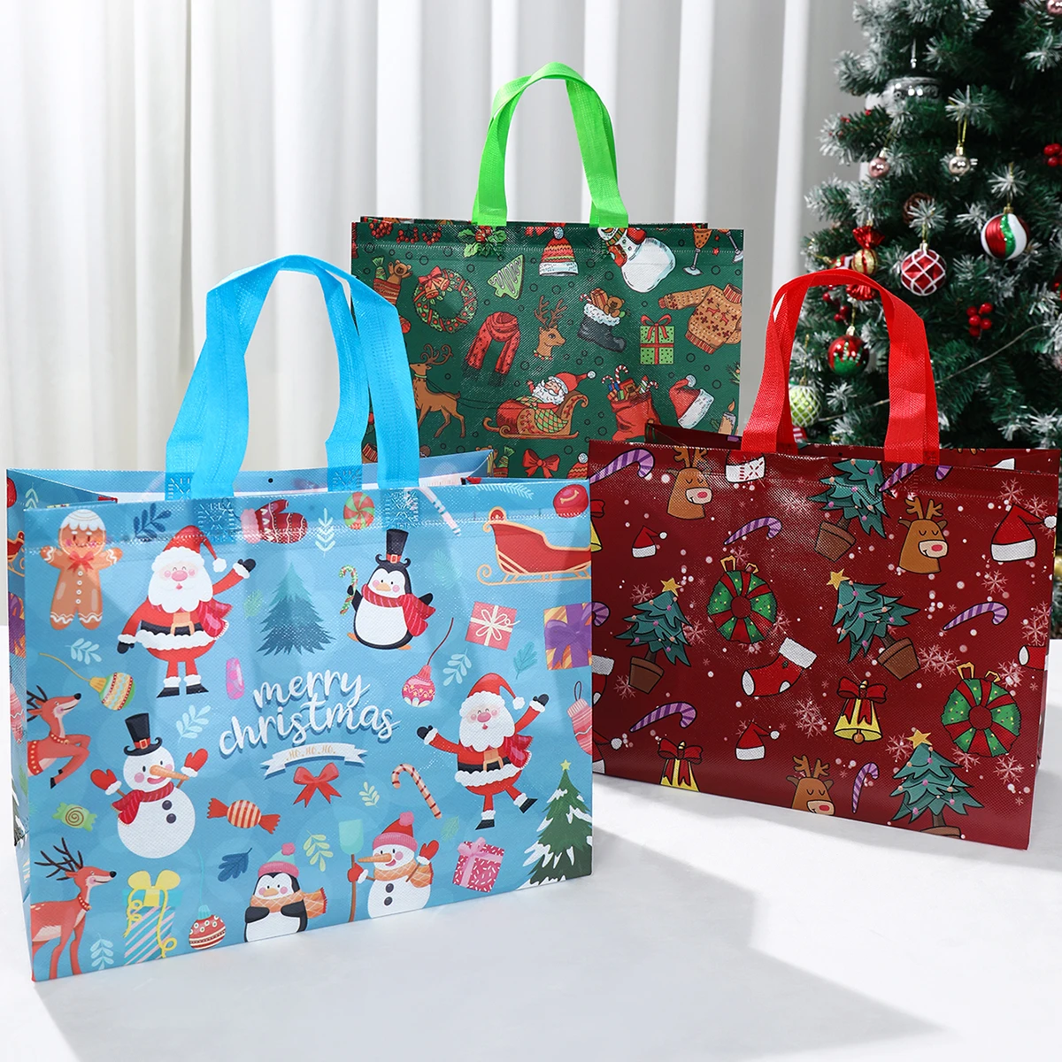 Christmas Gift Bags Non-woven HandBags Merry Decoration 2024 For Home Navidad Natal Xmas Packing New Year 2025