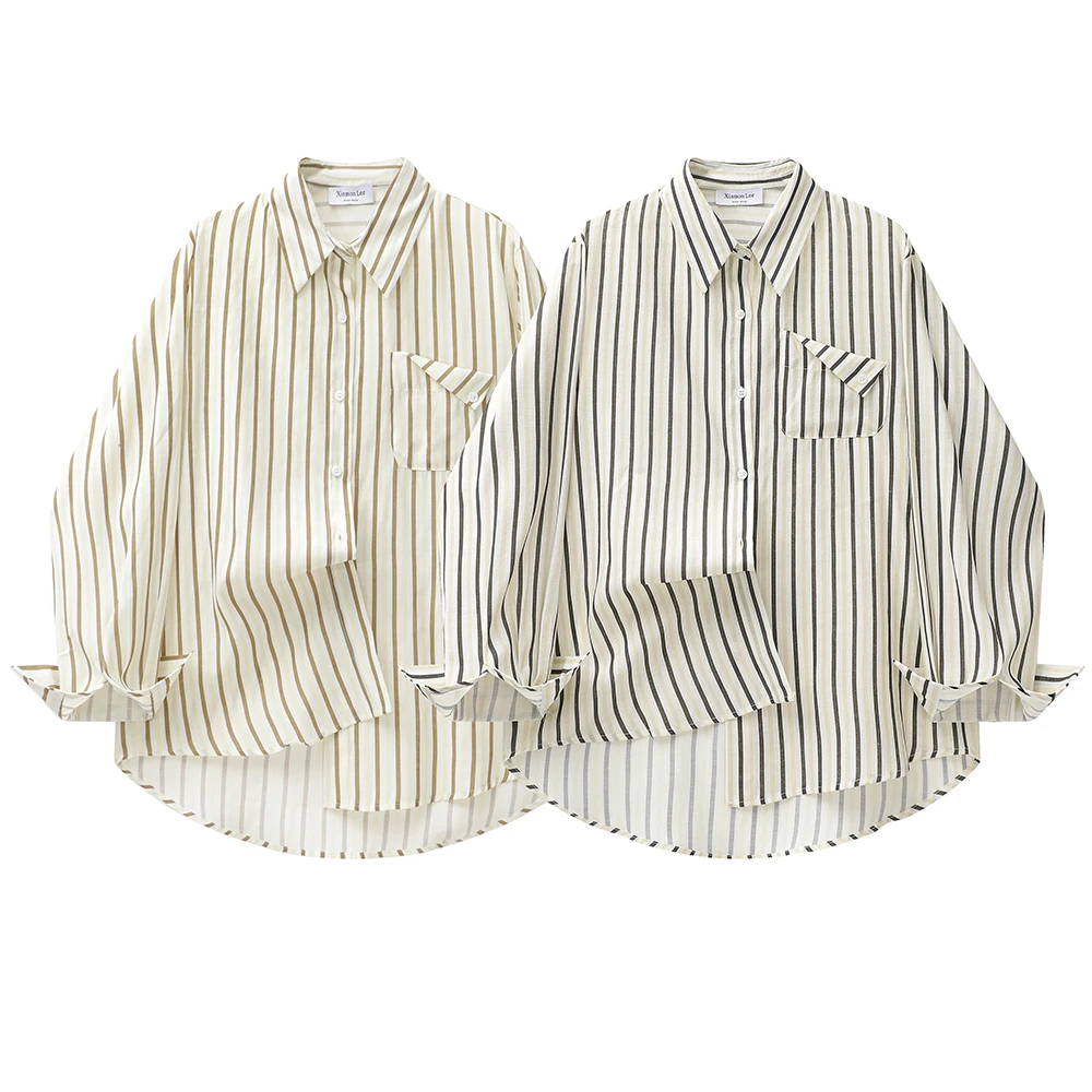 Xinmonlee японские модные рубашки в полоску верхняя одежда женская весенне-осенняя